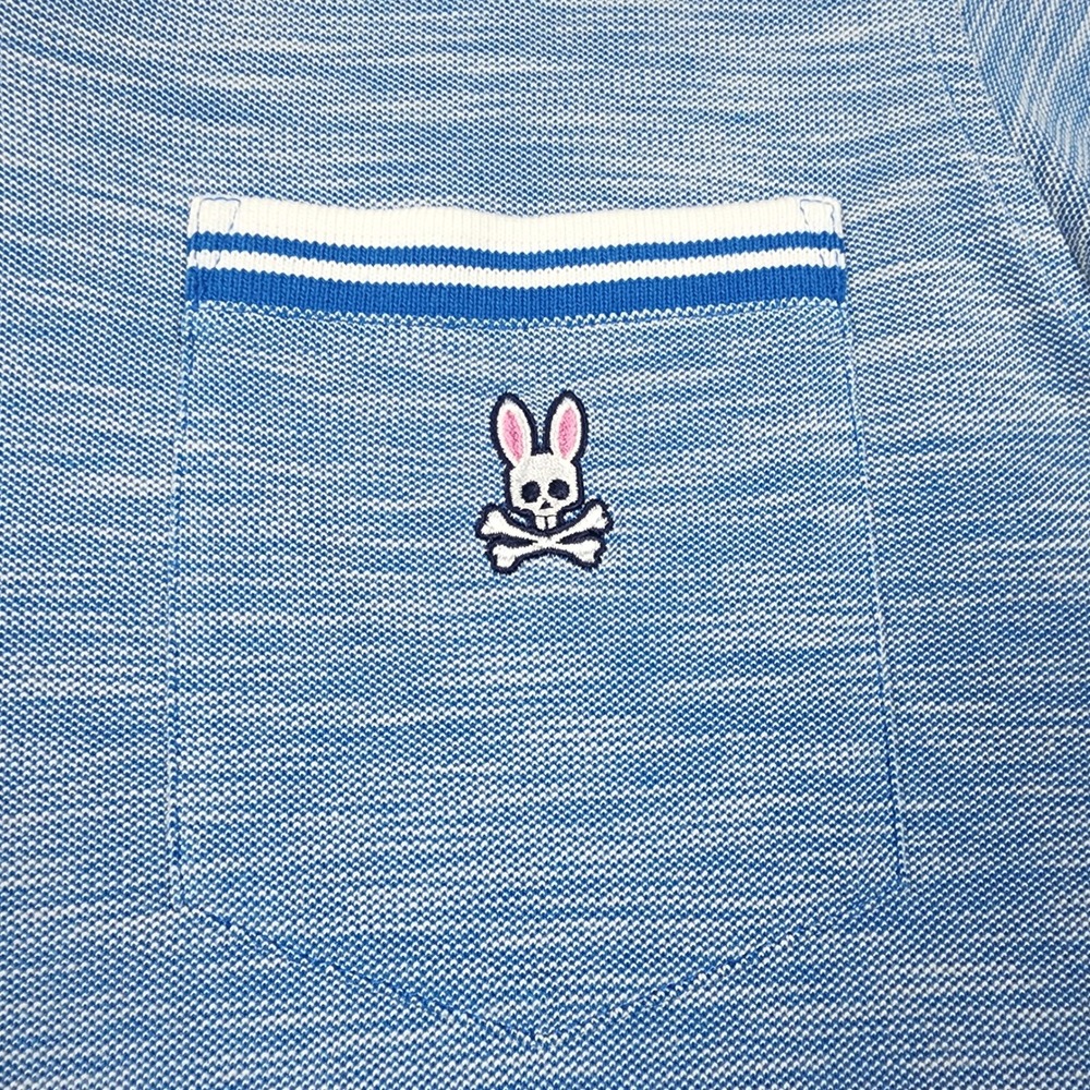 Psycho Bunny Thornton Polo Shirt Mens 4 S Blue White Pima Cotton Pocket Striped - Picture 6 of 10